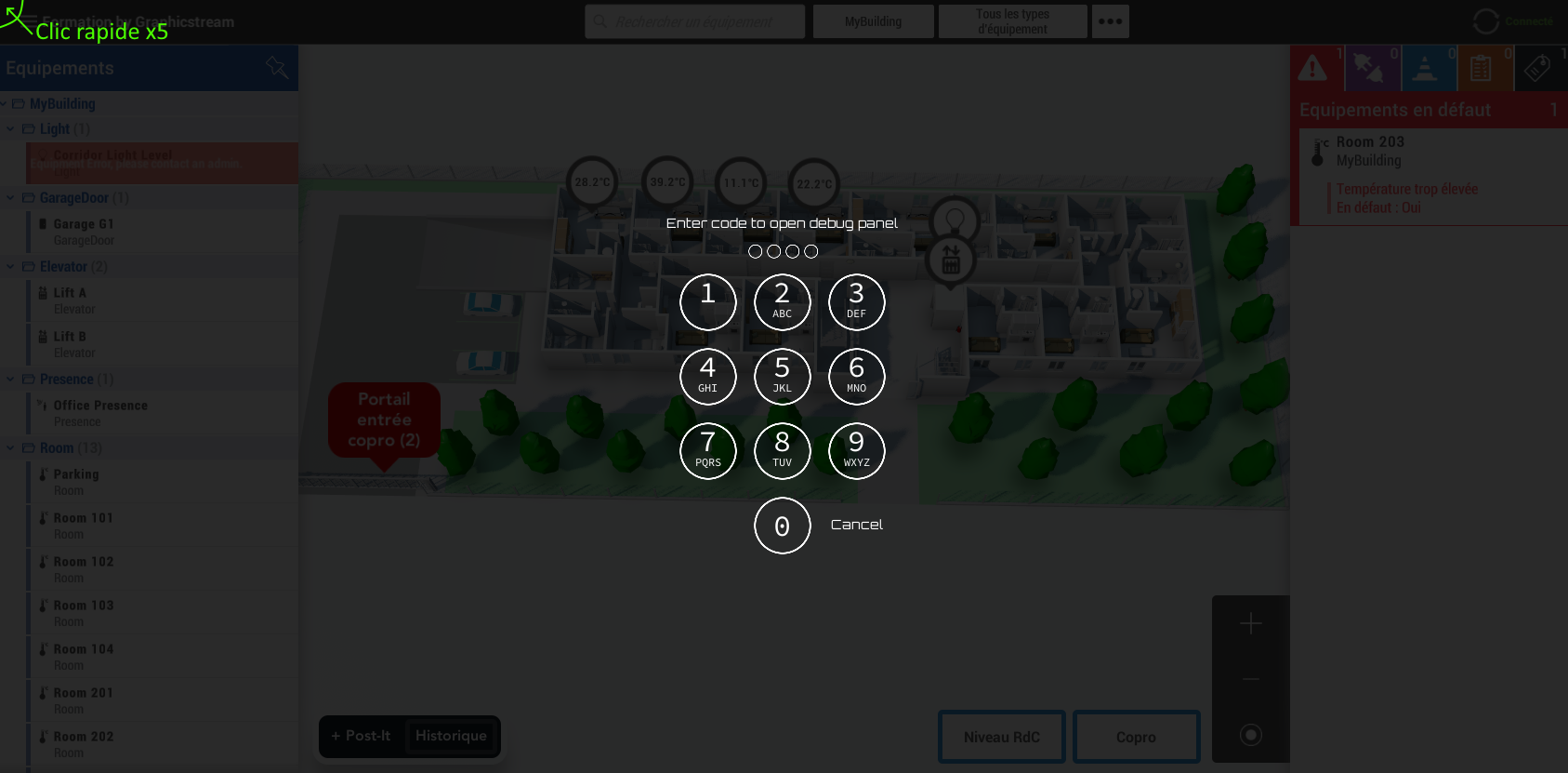 Ouverture de la console de debug via le code 1337.