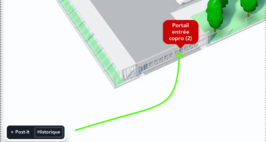 Exemple d’annotation (Post-it) ajoutée dans le jumeau numérique.